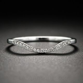Thin Diamond Contoured Wedding Band - 1
