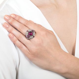 Large Art Deco Cabochon Ruby Ring