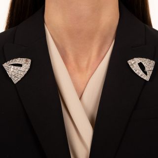 Large Art Deco Diamond Dress Clips
