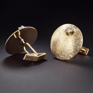 Large Mid-Century Cufflinks with Diamonds