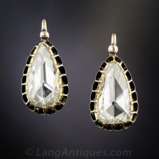 Large Pear-Shaped Rose-Cut Earrings - 1