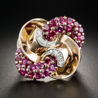 Large Retro Swirls Ruby and Diamond Ring - 6