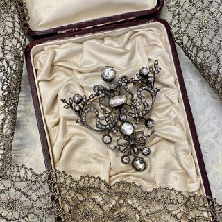 Large Scale Rose-Cut Diamond Brooch - French Import