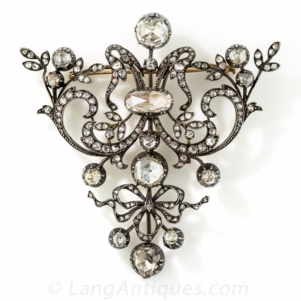 Large Scale Rose-Cut Diamond Brooch