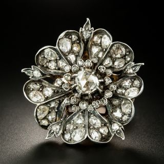 Large Victorian Rose-Cut Diamond Flower Ring - 2