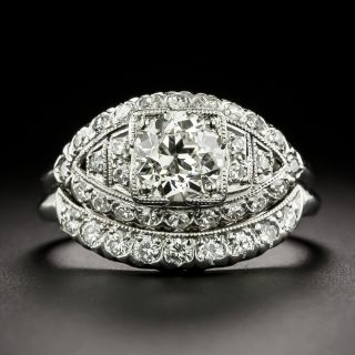 Late-Art Deco 1.02 Carat European-Cut Diamond Wedding Set - GIA K-L VS2 - 3