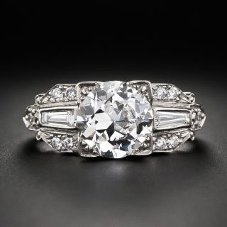 Late Art Deco 2.11 Carat Diamond Platinum Engagement Ring - GIA H VS1 - 5