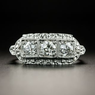 Late Art Deco Three-Stone Diamond Ring - 1