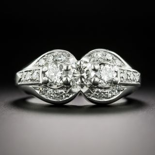 Late-Art Deco Three-Stone Diamond Ring - 5