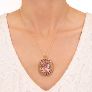 Late Georgian/Early Victorian Hardstone Cameo and Diamond Pendant/Brooch