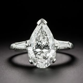 Mid-Century 3.19 Carat Pear-Shaped Diamond Ring - GIA  G VS2 - 2