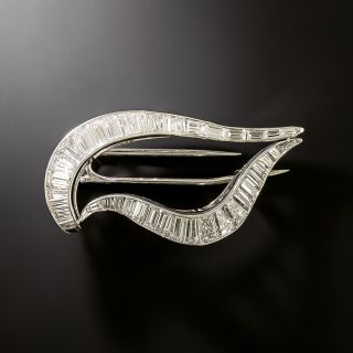 Mid-Century Baguette Diamond Brooch - 2