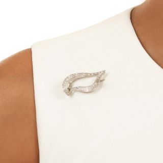 Mid-Century Baguette Diamond Brooch