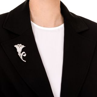 Mid-Century Diamond Lily Brooch