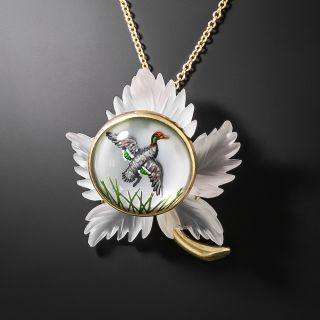 Mid-Century Essex Crystal Mallard Pendant  - 1