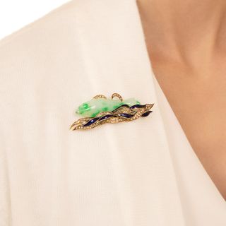 Mid-Century Jade Fish Brooch