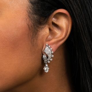 Mid-Century Pear-Shaped Diamond Dangle Earrings