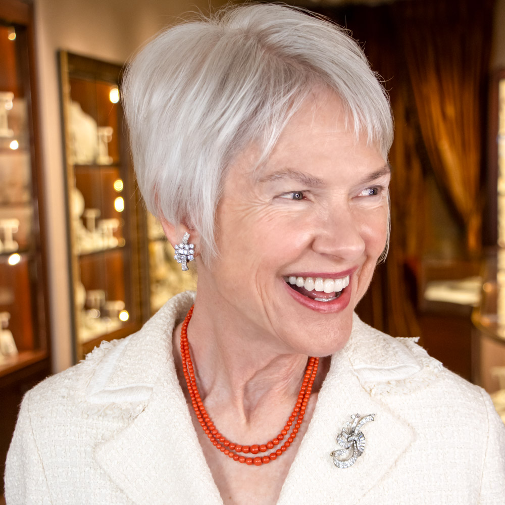 Mid-Century Style. Kaye with Coral Necklace.