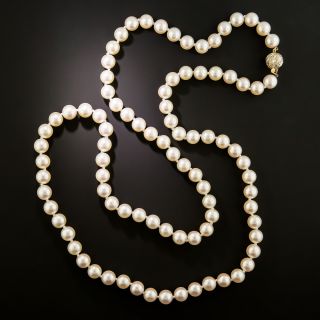 Opera-Length Cultured Pearl Strand with Diamond Clasp - 3