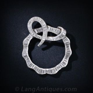 Platinum and Diamond Circle/Wreath Brooch - 1