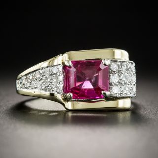 Retro 1.65 Carat No-Heat Burmese Ruby and Diamond Ring - GIA - 1