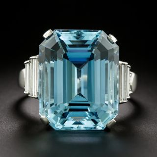 Retro 17.41 Carat Aquamarine and Diamond Ring - 3