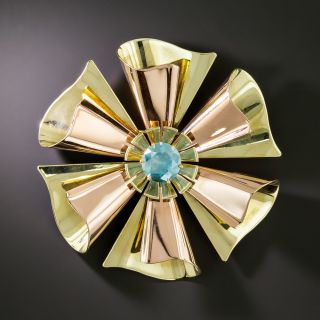 Retro 2.60 Carat Blue Diamond* Pinwheel Brooch by Eckfeldt and Ackley - 2