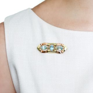 Retro Aquamarine Brooch by Sloan & Co.