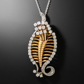 Retro Diamond Leaf Pendant - 1