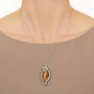 Retro Diamond Leaf Pendant