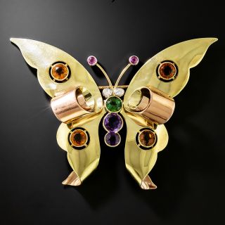 Retro Multi-Gem Butterfly Brooch by Lester & Co. - 3