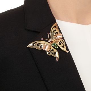 Retro Pierced Butterfly Brooch by Lester & Co.