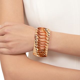 Retro Wide 14K Twist Wire Bracelet