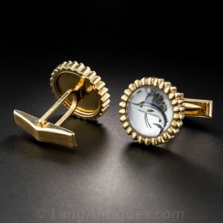 Reverse Crystal Intaglio Sailfish Cuff Links