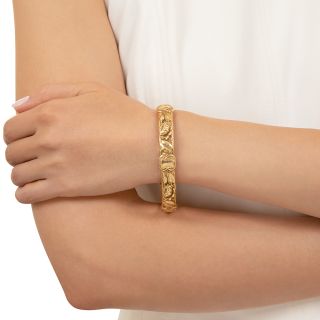 Riker Brothers Art Nouveau Water Lilies Bangle Bracelet