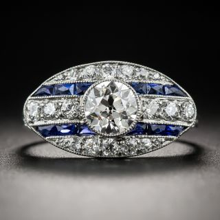 Shreve & Co. Art Deco Diamond and Calibre Sapphire Ring  - 7