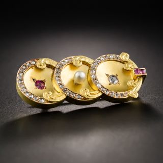 Art Nouveau Ruby, Pearl and Diamond Brooch - 5