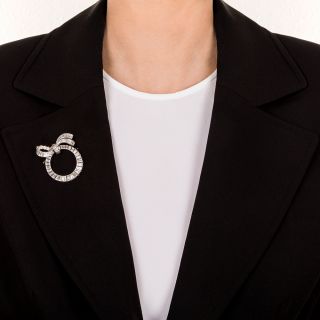 Mid-Century Baguette Diamond Wreath Brooch/Pendant