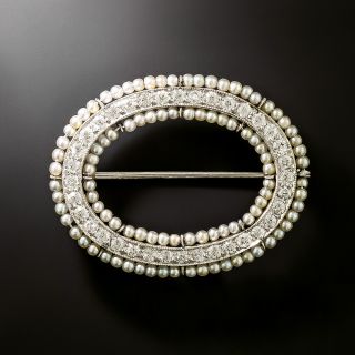 Tiffany & Co. Edwardian Natural Pearl and Diamond Brooch - 2