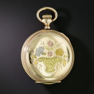 Victorian 4-Color Gold-Filled Waltham Hunting Case Pocket/Pendant Watch  - 2