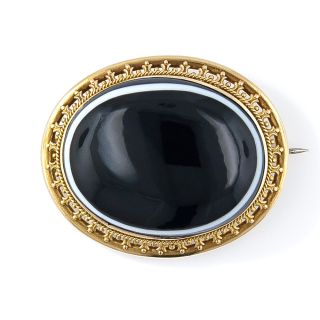 Victorian Banded Agate Brooch