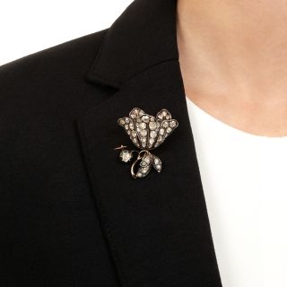 Victorian Diamond Flower Brooch