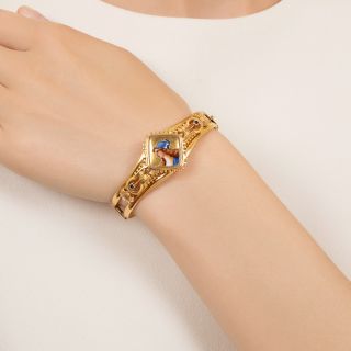 Victorian Enamel Portrait Bangle