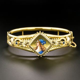 Victorian Enamel Portrait Bangle - 2