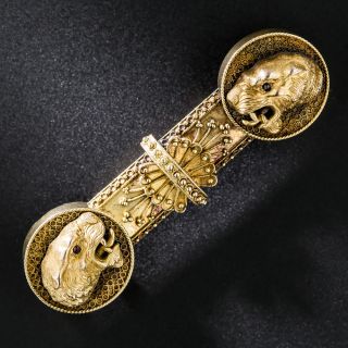 Victorian Etruscan Revival Panthers Pin - 6