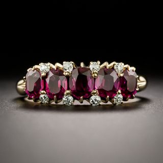 Victorian Five-Stone Burmese Ruby and Diamond Ring - 2