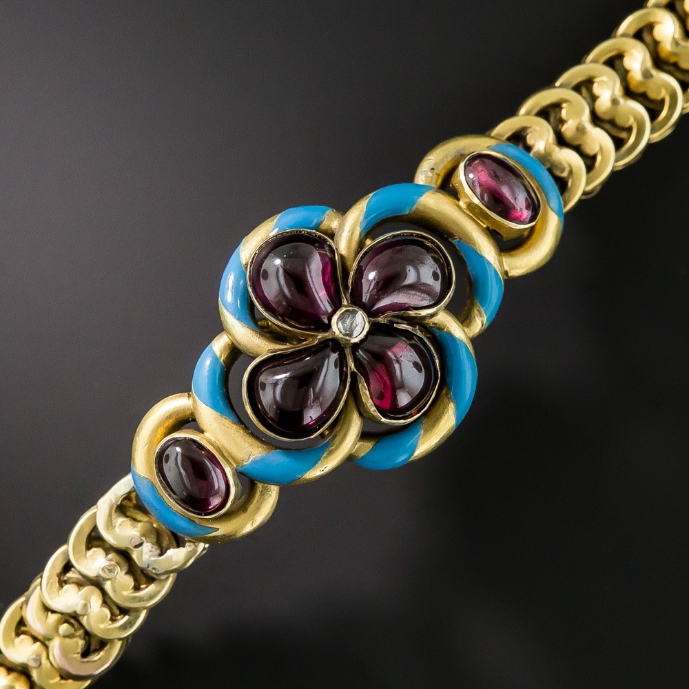 Victorian Garnet and Enamel Bracelet