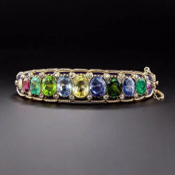 Victorian Revival Multi-Gemstone Bangle Bracelet.