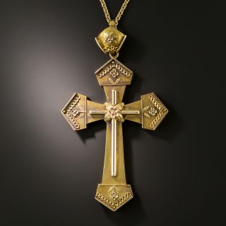 Victorian Tri-Color Gold Cross Pendant - 1