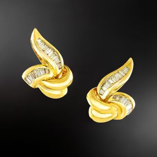 Vintage 1980s Baguette Diamond Earrings - 2